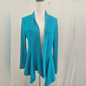 Covington Teal Ribbed Open-Front Cardigan Sweater – Size L